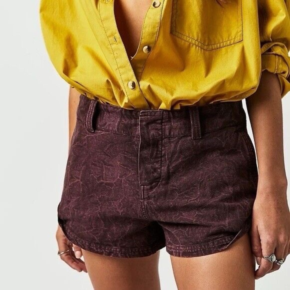 FREE PEOPLE Burgundy Purple Low Rise Shorts size 30